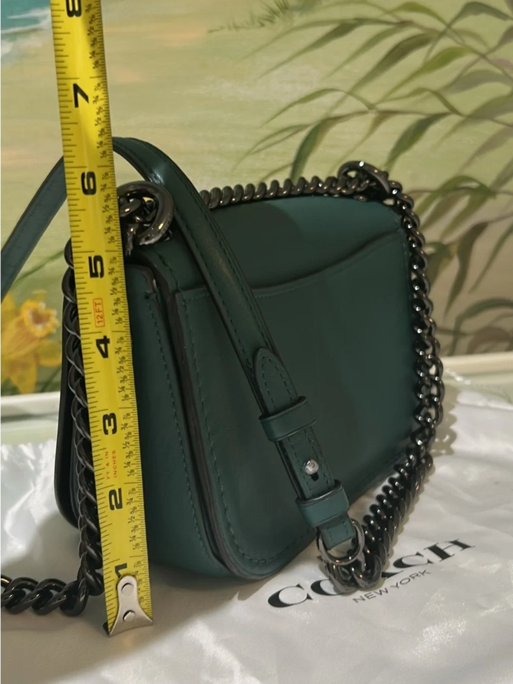 Coach Swagger 20 Dark Turquoise Leather Crossbody/Shoulder Gunmetal Chain